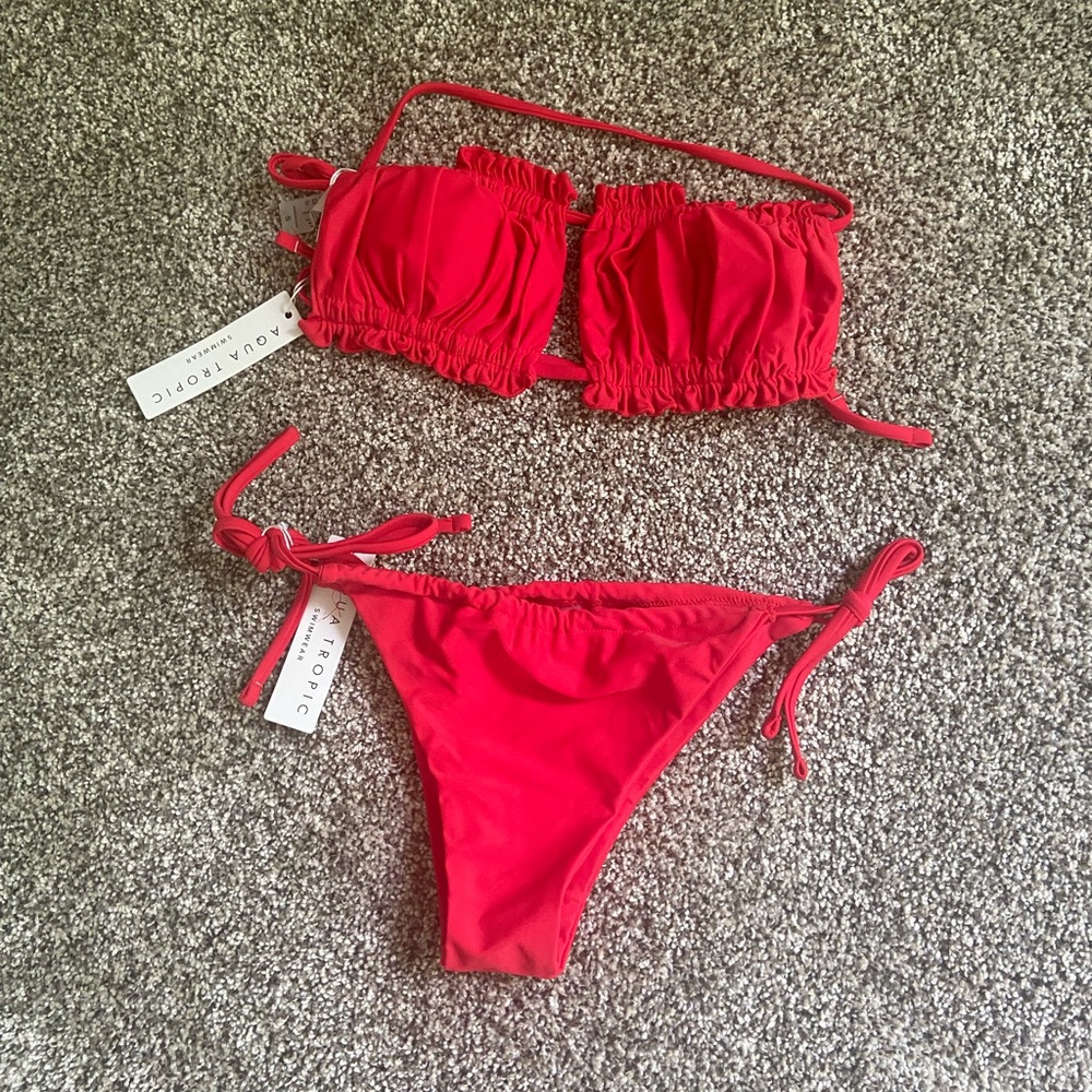 AquaTropic Swim Tahiti Bikini Set Red